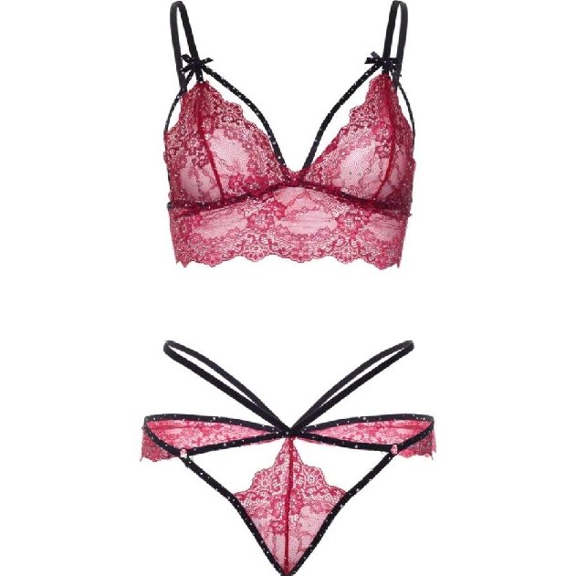 Leg Avenue 81623 Conjunto de Soutien + Tanga Bordeaux Tamanho S