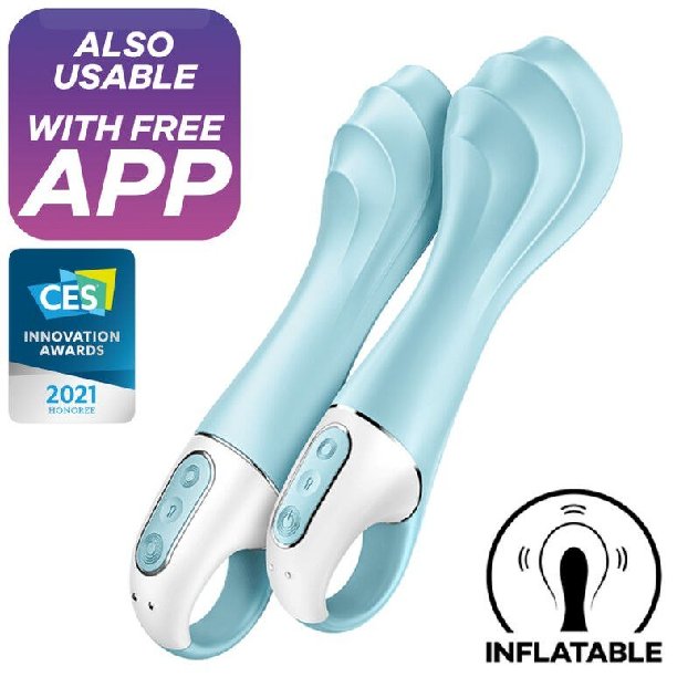 Satisfyer Air Pump Vibrator 5+ Vibrador Ponto G Insuflável APP Azul