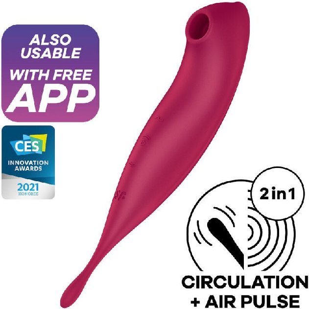 Satisfyer Twirling Pro+ Estimulador de Pulsação de Ar e Vibrador APP Vermelho