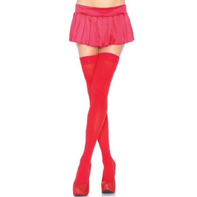 Leg Avenue Meias Altas de Nylon Vermelhas